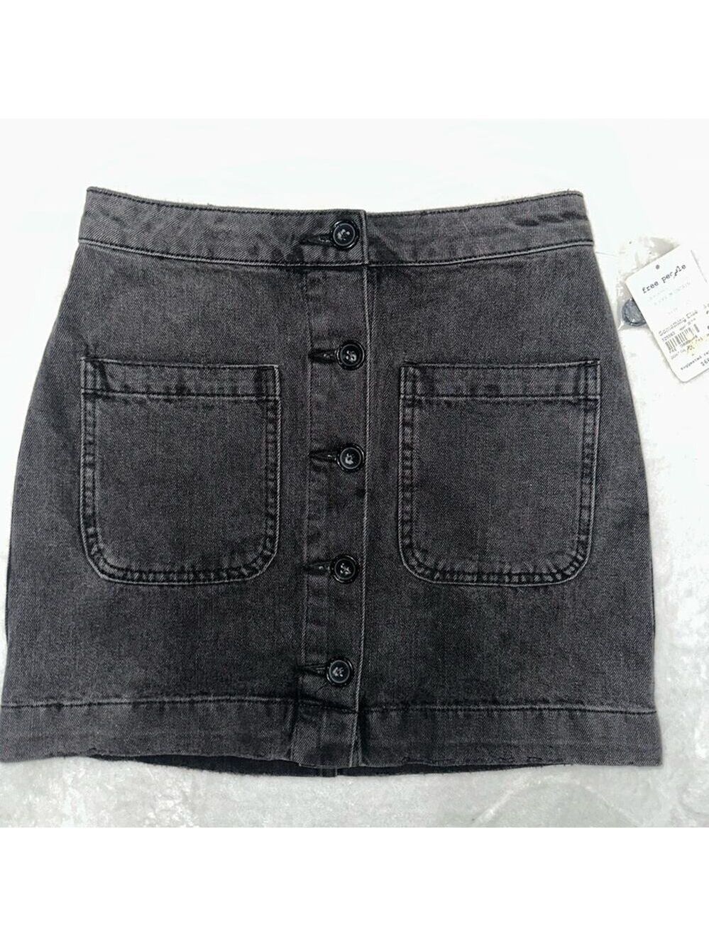 Free People Dark Gray Button-Front Midi Skirt we are the people NWT size 25 - Picture 7 of 15